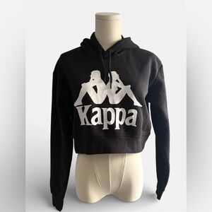 Kappa Women’s Cropped Hoodie Sweatshirt Black Size M NWT